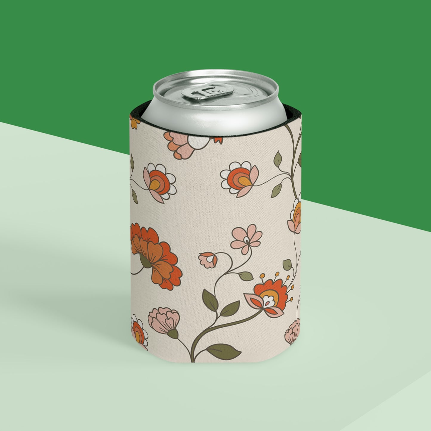 Retro Floral Can Cooler